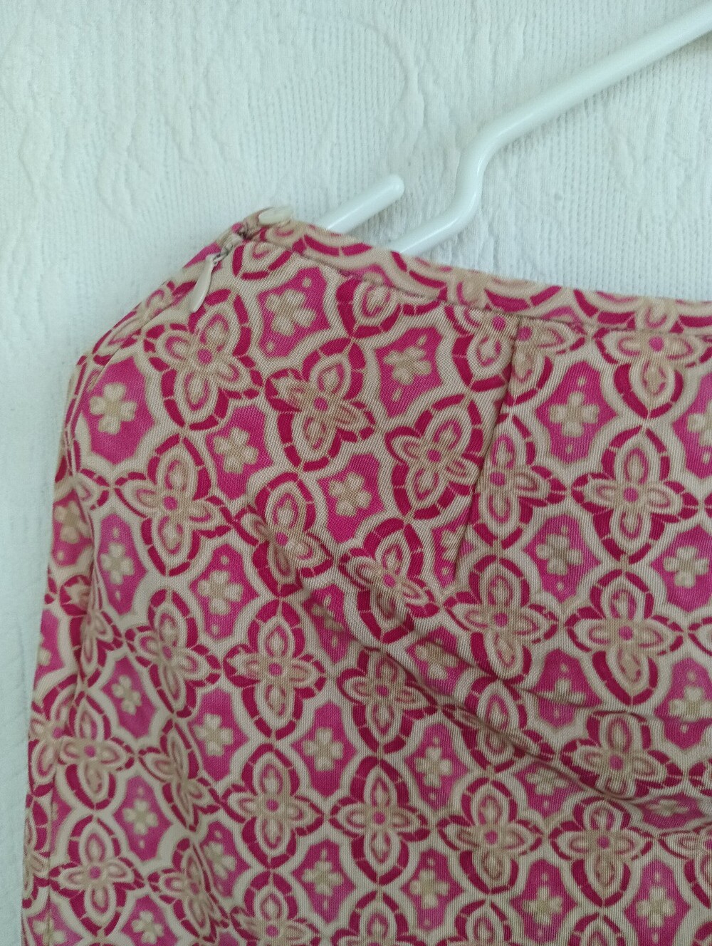 Ann Taylor Pink Damask Mini Skirt Seed Beaded Boho Sheer Light Slinky Cute Date - Picture 7 of 10